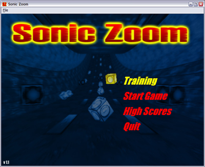 Screenshot of Sonic Zoom -  menu screen and logo