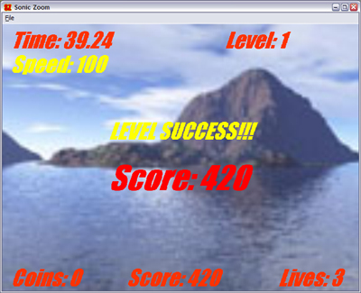 Screenshot Sonic Zoom, showing the scoring screen.